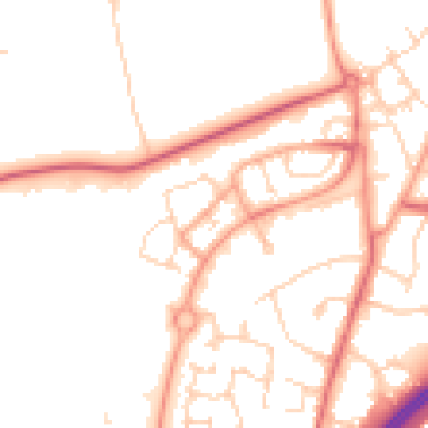 Daytime road noise heatmap for WD25 7NB