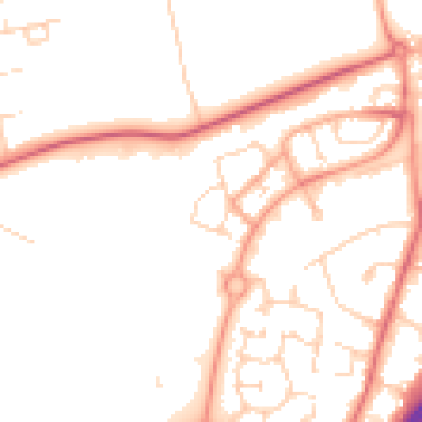 Daytime road noise heatmap for WD25 7NE