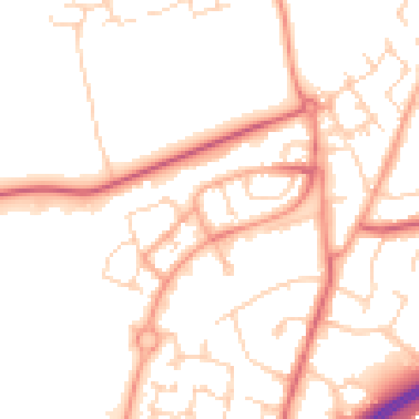 Daytime road noise heatmap for WD25 7NL