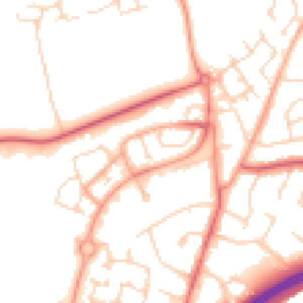 Daytime road noise heatmap for WD25 7NP