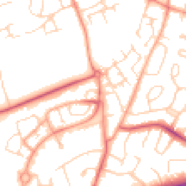 Daytime road noise heatmap for WD25 7NQ
