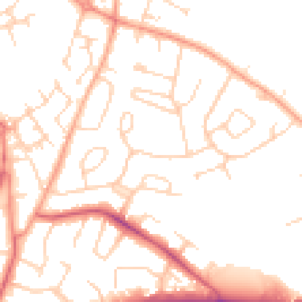 Daytime road noise heatmap for WD25 7NW
