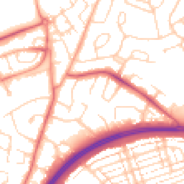 Daytime road noise heatmap for WD25 7PL