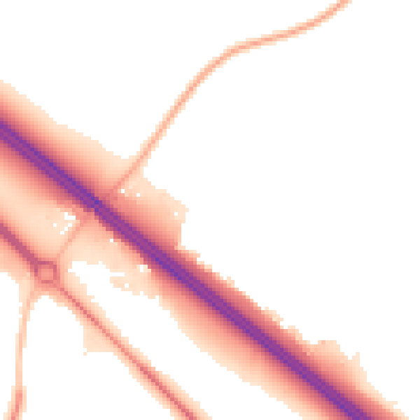 Night-time road noise heatmap for WD25 8AJ