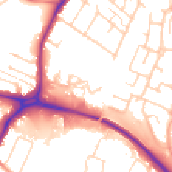 Daytime road noise heatmap for WD25 9BF