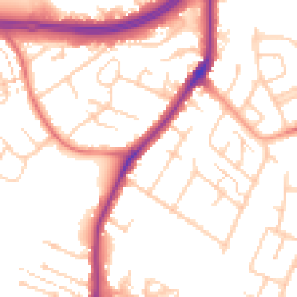 Daytime road noise heatmap for WD25 9FH