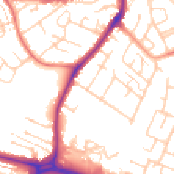 Daytime road noise heatmap for WD25 9PT