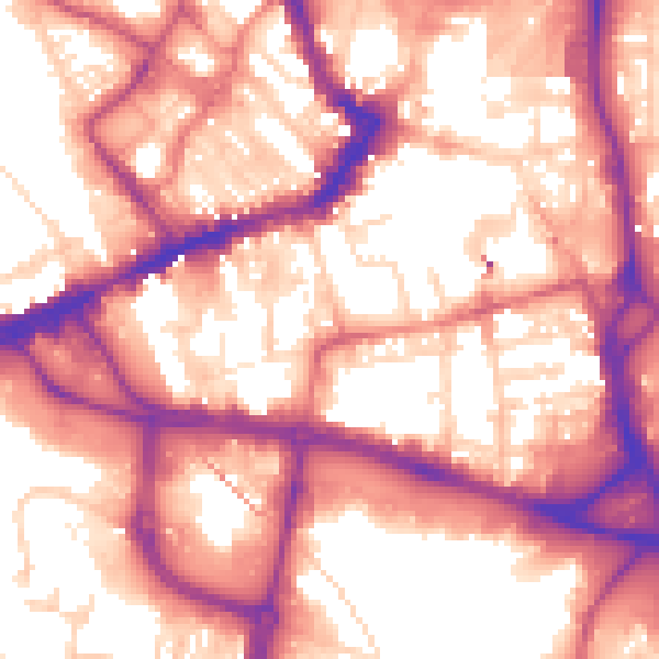 Daytime road noise heatmap for WF1 1AN