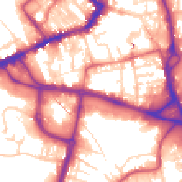 Daytime road noise heatmap for WF1 1DE
