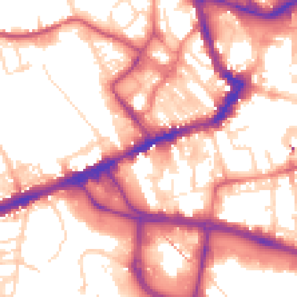 Daytime road noise heatmap for WF1 1EL