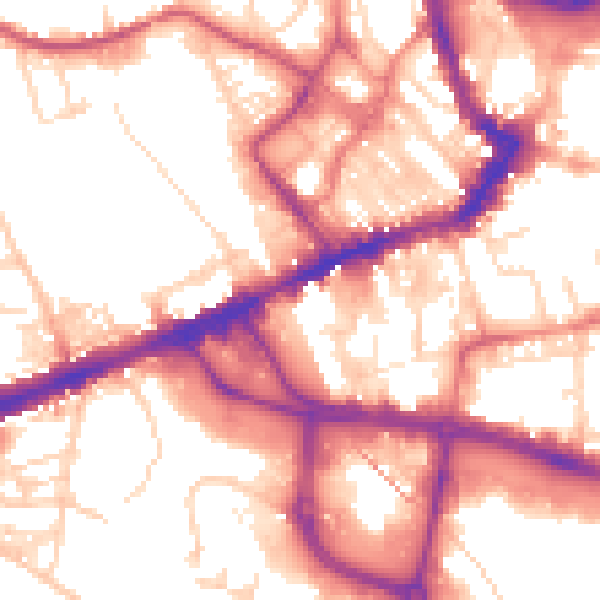 Daytime road noise heatmap for WF1 1EW