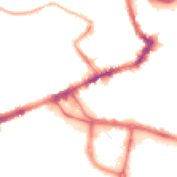 Night-time road noise heatmap for WF1 1EW