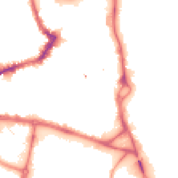 Night-time road noise heatmap for WF1 1NE