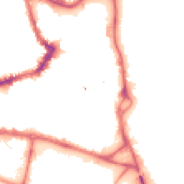 Night-time road noise heatmap for WF1 1NG