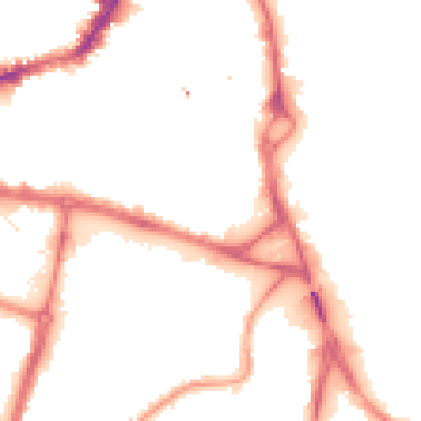 Night-time road noise heatmap for WF1 1NP
