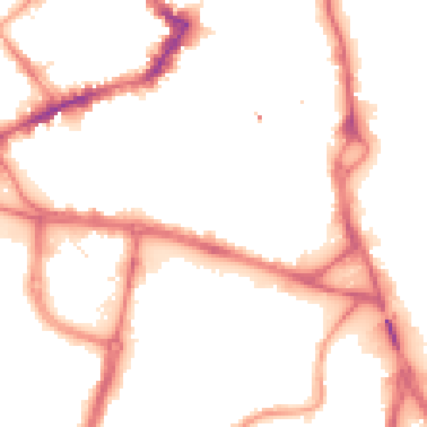 Night-time road noise heatmap for WF1 1RG