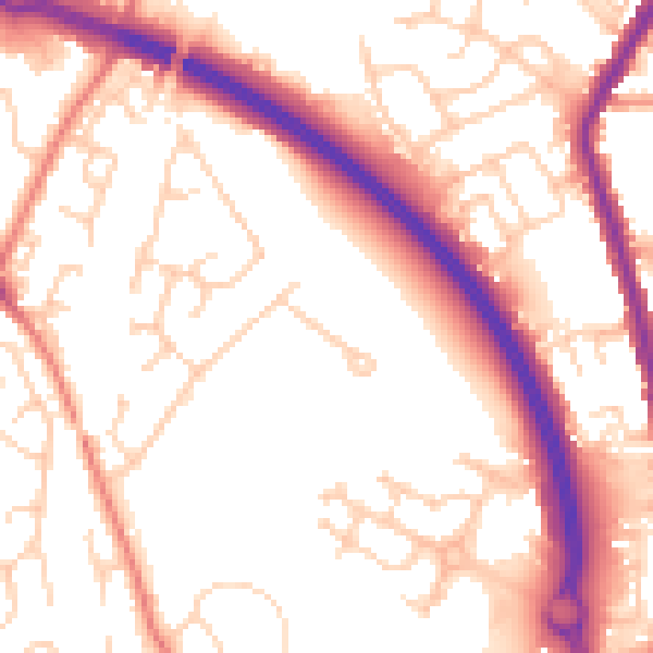 Daytime road noise heatmap for WF1 2BH
