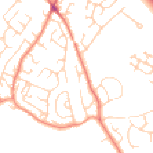 Daytime road noise heatmap for WF1 2BP