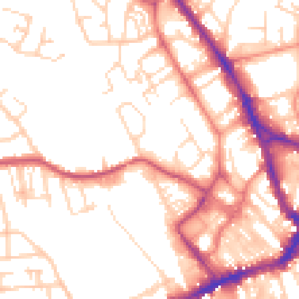 Daytime road noise heatmap for WF1 2DN
