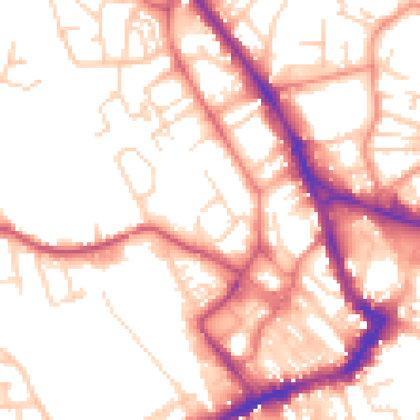 Daytime road noise heatmap for WF1 2DP