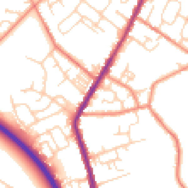 Daytime road noise heatmap for WF1 2EN