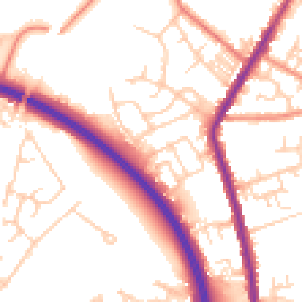 Daytime road noise heatmap for WF1 2ER