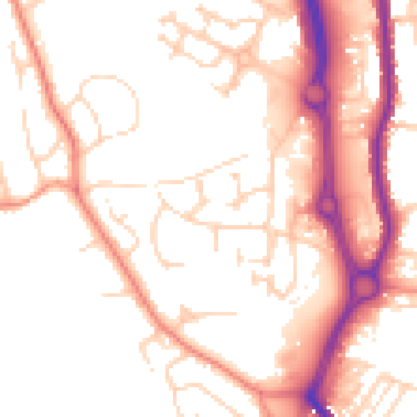 Daytime road noise heatmap for WF1 2GG