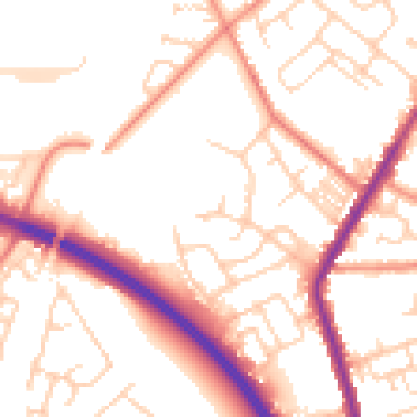 Daytime road noise heatmap for WF1 2HP