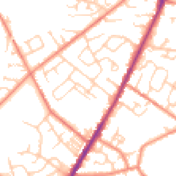 Daytime road noise heatmap for WF1 2JU