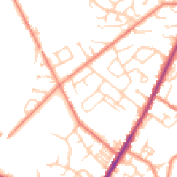 Daytime road noise heatmap for WF1 2LB