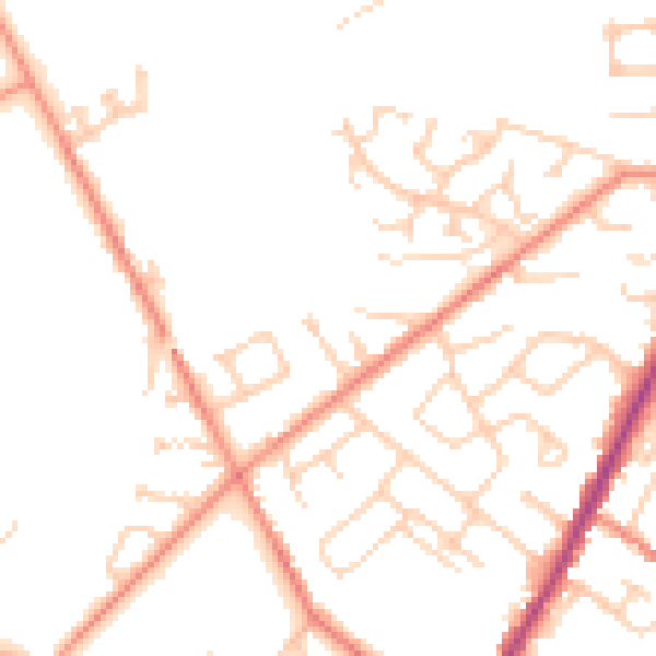 Daytime road noise heatmap for WF1 2LG