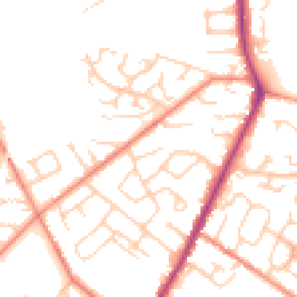 Daytime road noise heatmap for WF1 2LJ