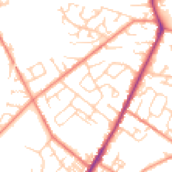Daytime road noise heatmap for WF1 2LP