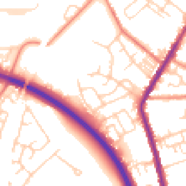Daytime road noise heatmap for WF1 2NJ