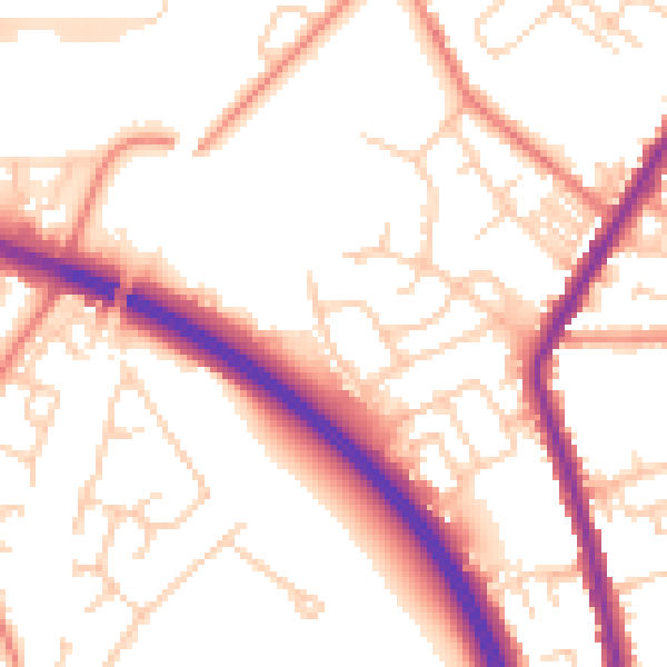 Daytime road noise heatmap for WF1 2NQ