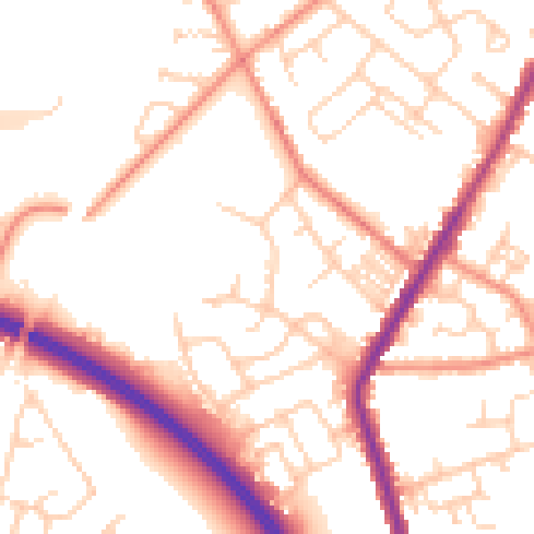 Daytime road noise heatmap for WF1 2NW