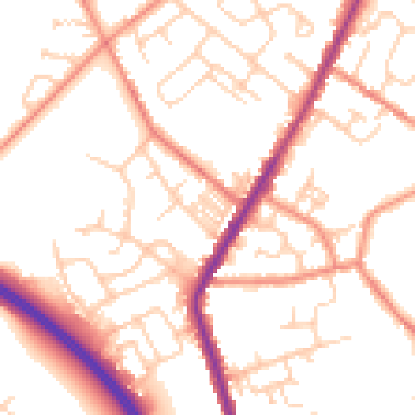 Daytime road noise heatmap for WF1 2PJ
