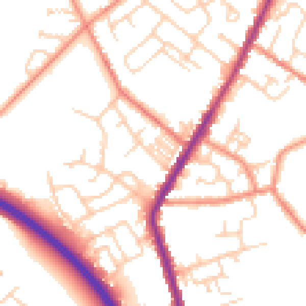 Daytime road noise heatmap for WF1 2PL