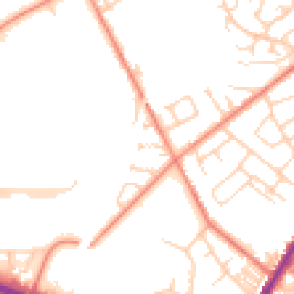 Daytime road noise heatmap for WF1 2PP