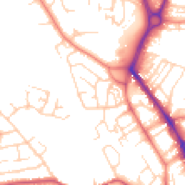 Daytime road noise heatmap for WF1 2RT