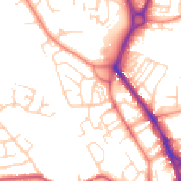 Daytime road noise heatmap for WF1 2RW
