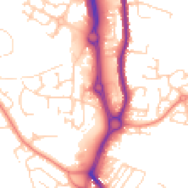 Daytime road noise heatmap for WF1 2ZE