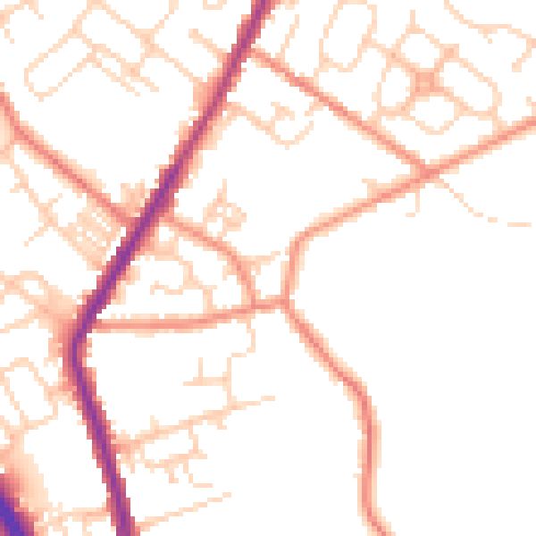 Daytime road noise heatmap for WF1 3DJ