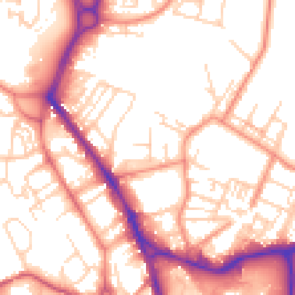 Daytime road noise heatmap for WF1 3DQ