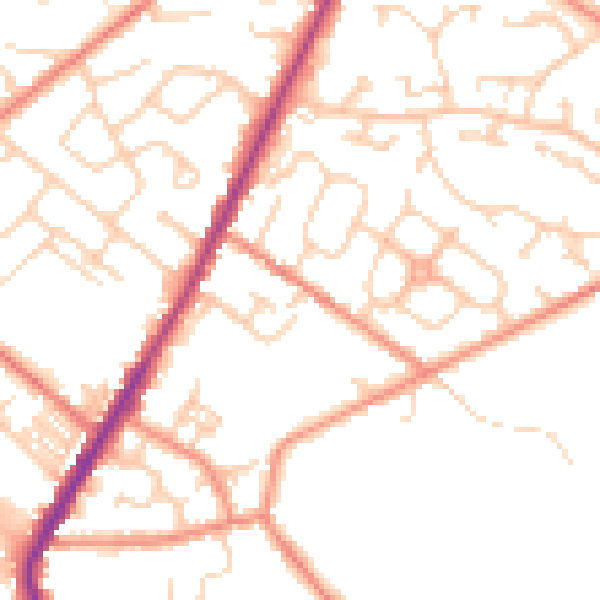 Daytime road noise heatmap for WF1 3EY