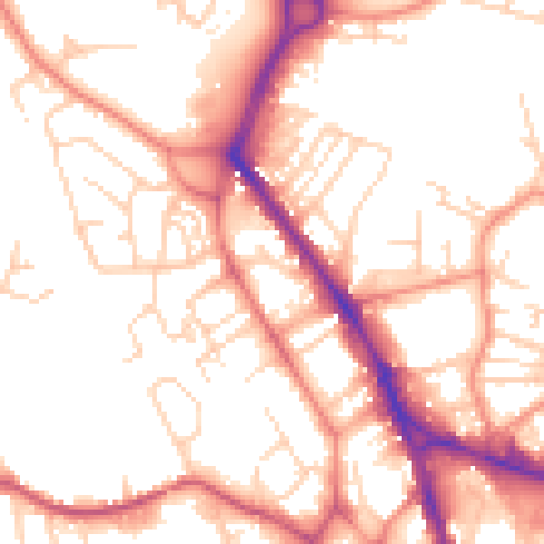 Daytime road noise heatmap for WF1 3JP