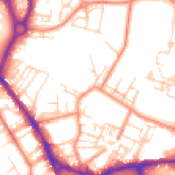 Daytime road noise heatmap for WF1 3RN