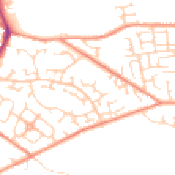 Daytime road noise heatmap for WF1 3TA