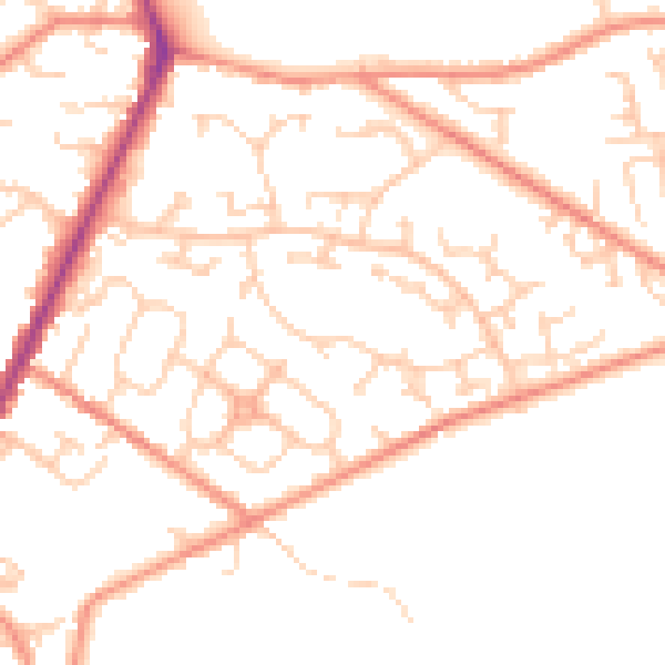 Daytime road noise heatmap for WF1 3TD