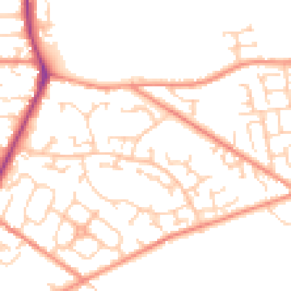 Daytime road noise heatmap for WF1 3TN